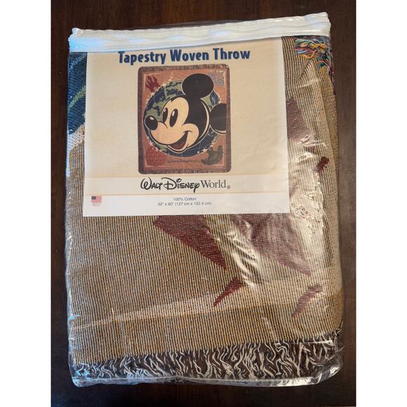 Walt disney world Mickey Mouse tapestry throw woven 50 x60 NIB